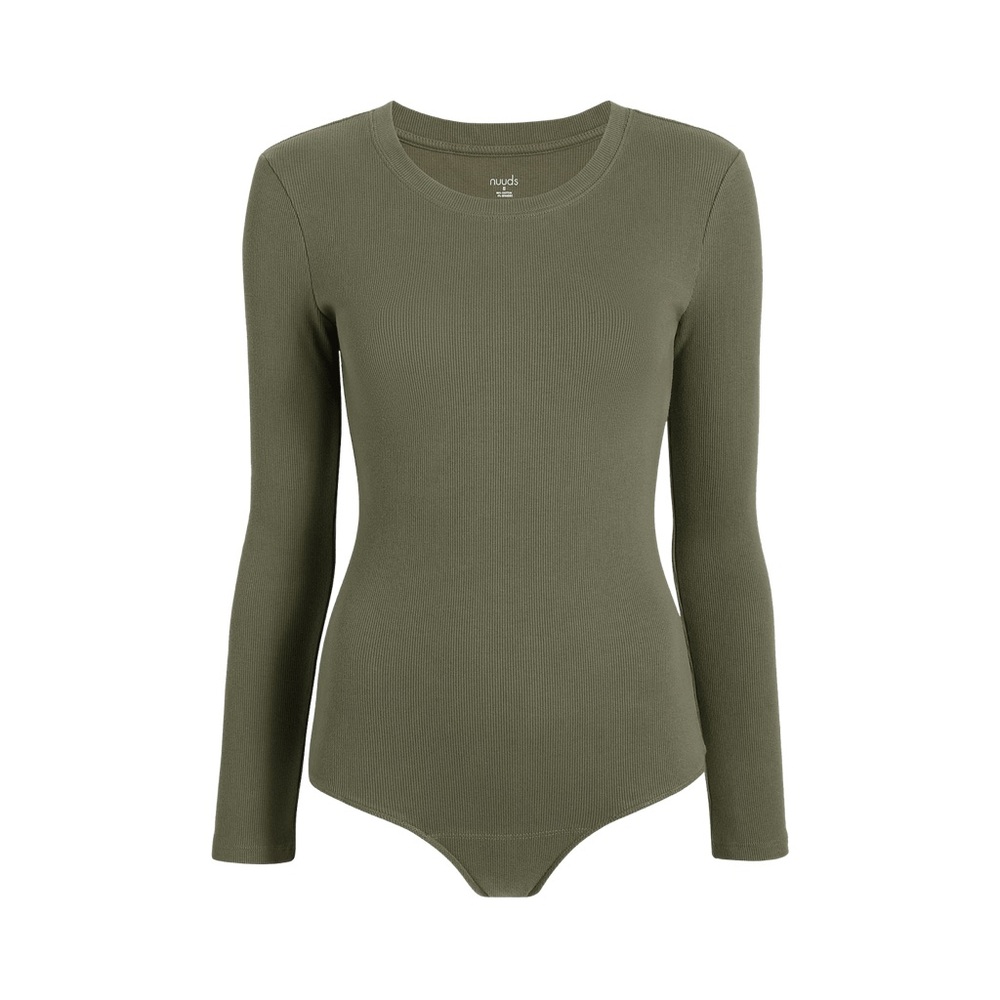 nuuds Long Sleeve Ribbed Crewneck Bodysuit